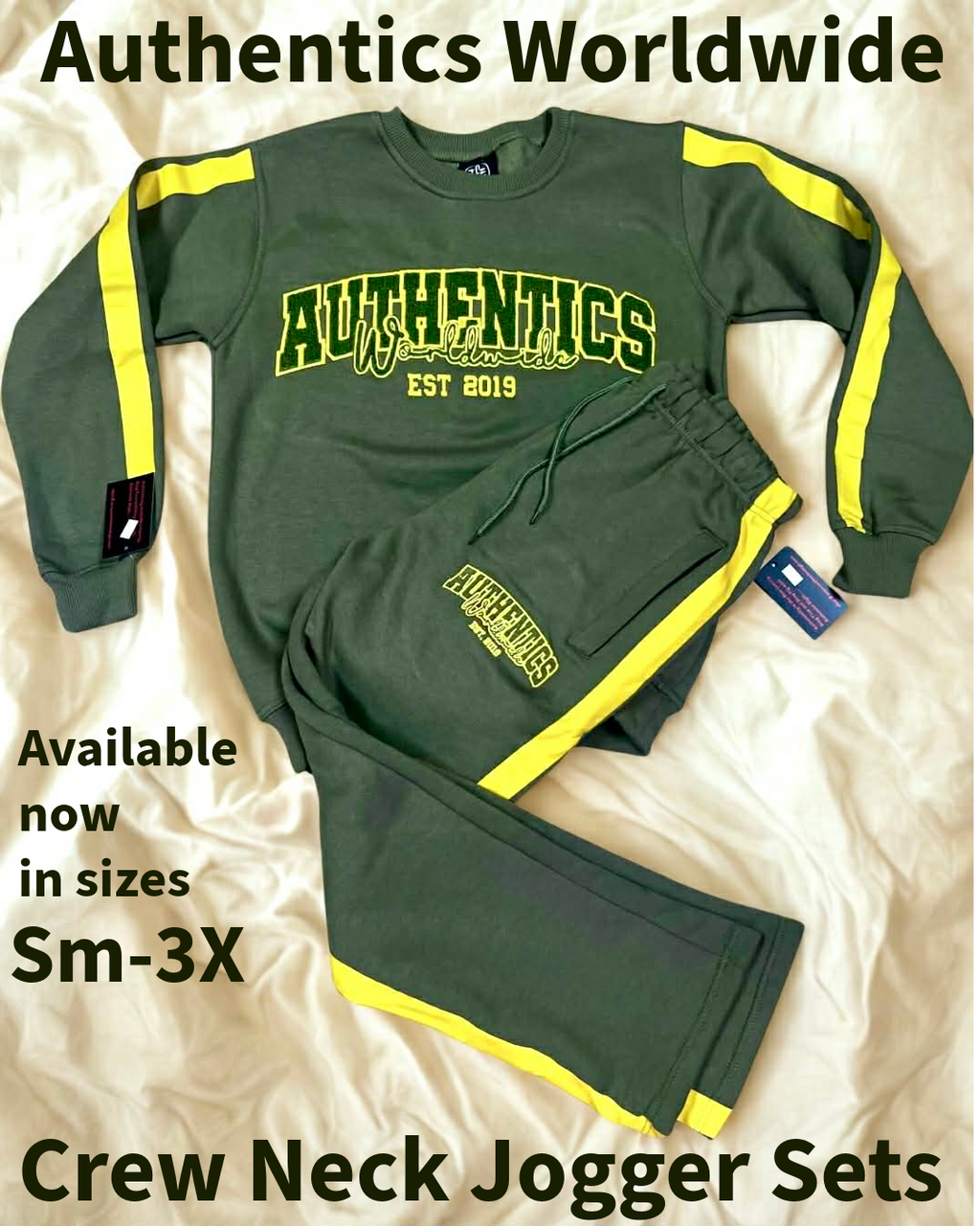 Authentics Worldwide Crew Neck Jogger Sets